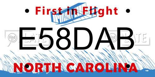 E58DAB North Carolina License Plate