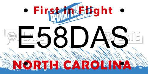 E58DAS North Carolina License Plate
