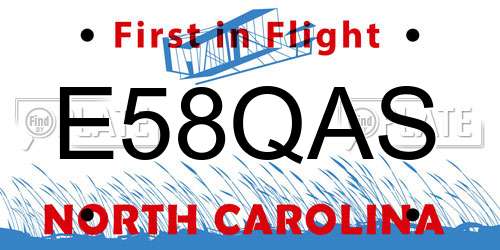 E58QAS North Carolina License Plate