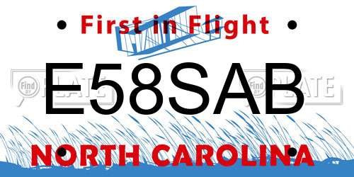 E58SAB North Carolina License Plate