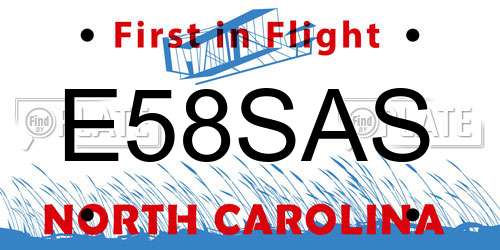 E58SAS North Carolina License Plate