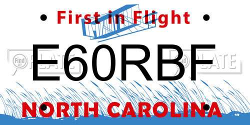E60RBF North Carolina License Plate