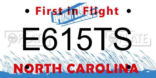 E615TS North Carolina License Plate
