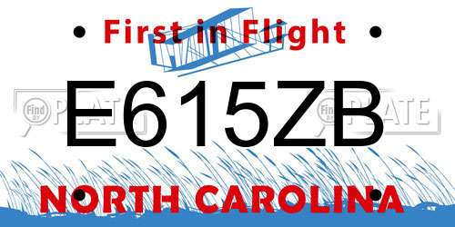 E615ZB North Carolina License Plate