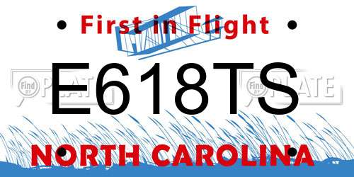 E618TS North Carolina License Plate