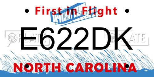 E622DK North Carolina License Plate