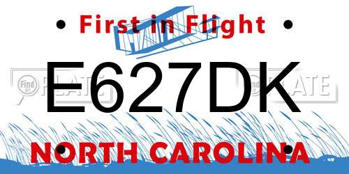 E627DK North Carolina License Plate