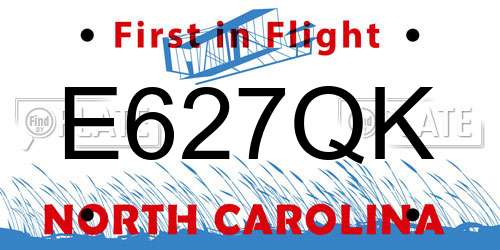 E627QK North Carolina License Plate