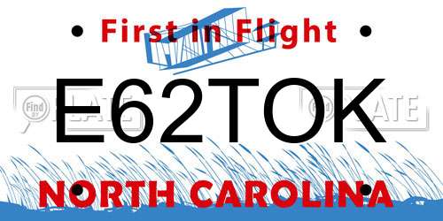 E62TOK North Carolina License Plate