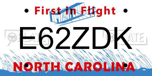 E62ZDK North Carolina License Plate