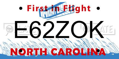 E62ZOK North Carolina License Plate