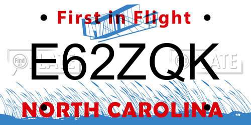 E62ZQK North Carolina License Plate