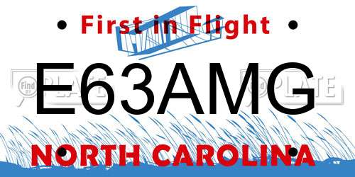 E63AMG North Carolina License Plate