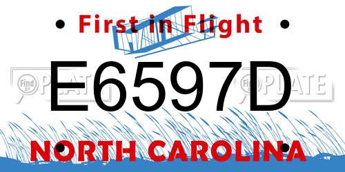 E6597D North Carolina License Plate