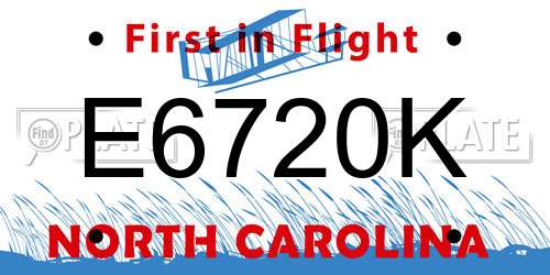 E6720K North Carolina License Plate