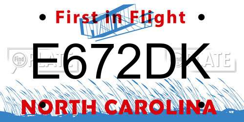 E672DK North Carolina License Plate
