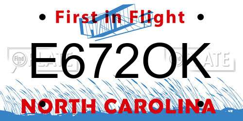 E672OK North Carolina License Plate