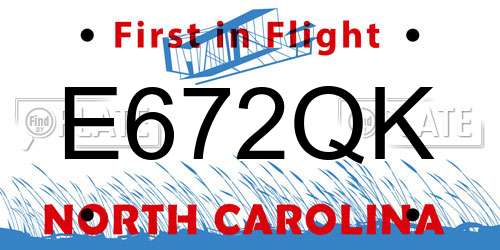 E672QK North Carolina License Plate