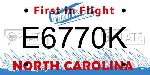 E6770K North Carolina License Plate