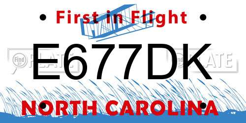 E677DK North Carolina License Plate