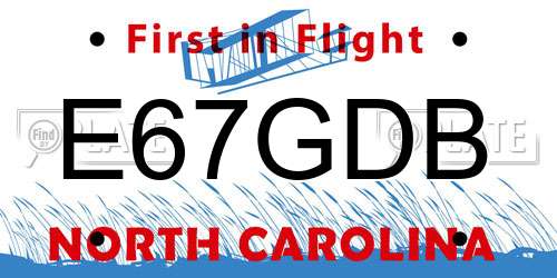 E67GDB North Carolina License Plate