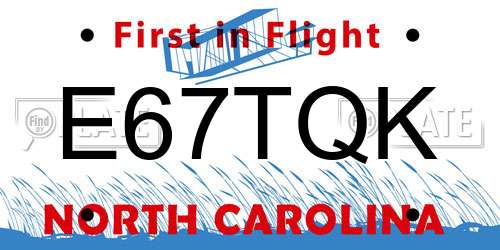 E67TQK North Carolina License Plate