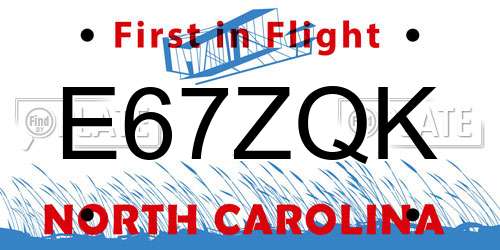 E67ZQK North Carolina License Plate