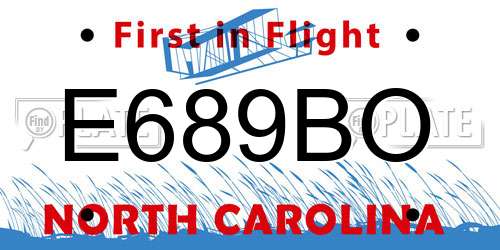 E689BO North Carolina License Plate