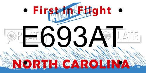 E693AT North Carolina License Plate