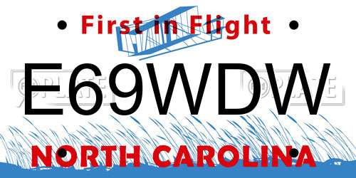 E69WDW North Carolina License Plate