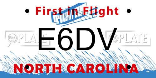E6DV North Carolina License Plate