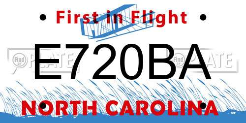 E720BA North Carolina License Plate