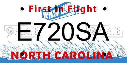 E720SA North Carolina License Plate