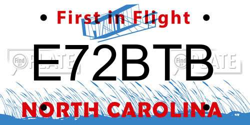 E72BTB North Carolina License Plate