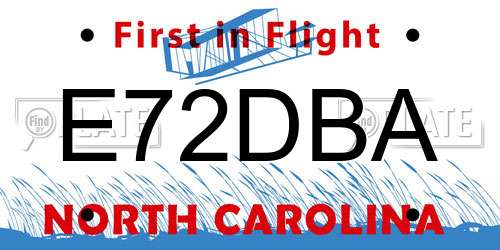 E72DBA North Carolina License Plate