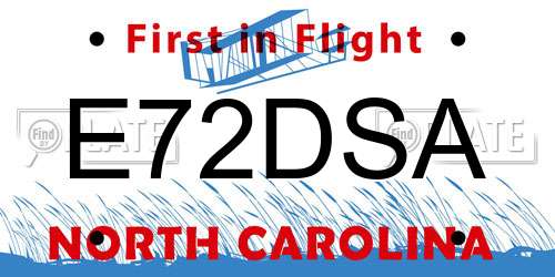 E72DSA North Carolina License Plate