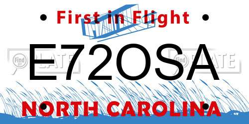 E72OSA North Carolina License Plate