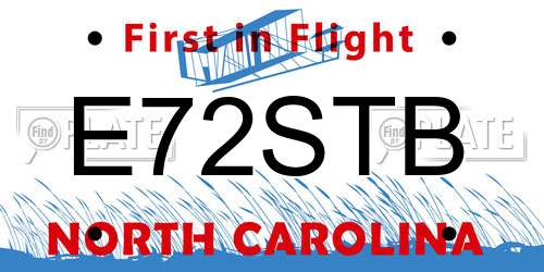E72STB North Carolina License Plate