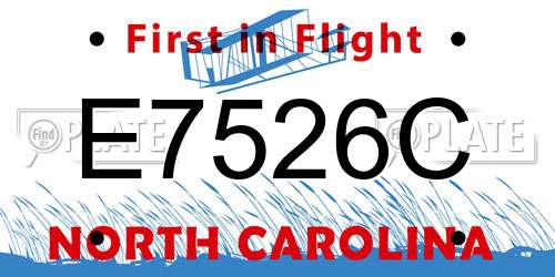 E7526C North Carolina License Plate