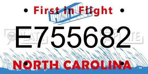 E755682 North Carolina License Plate