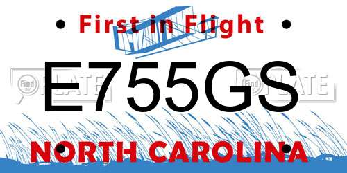 E755GS North Carolina License Plate