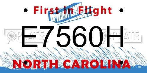 E7560H North Carolina License Plate