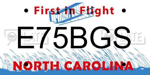 E75BGS North Carolina License Plate