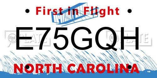E75GQH North Carolina License Plate