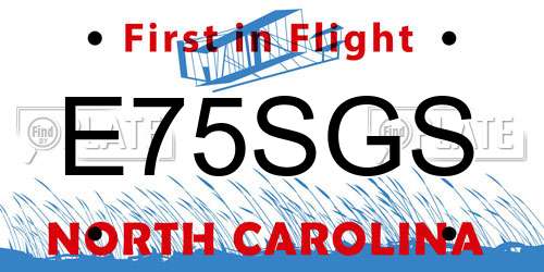 E75SGS North Carolina License Plate