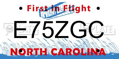 E75ZGC North Carolina License Plate