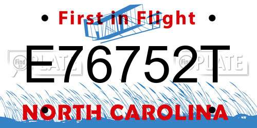 E76752T North Carolina License Plate