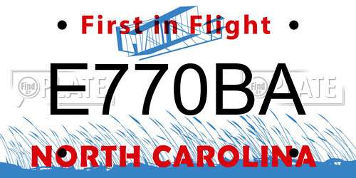 E770BA North Carolina License Plate