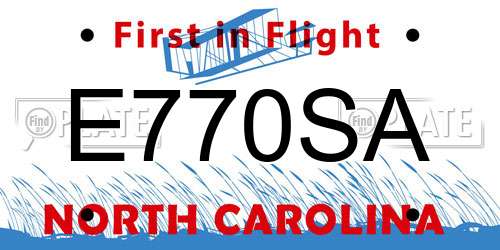 E770SA North Carolina License Plate