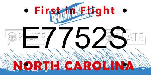 E7752S North Carolina License Plate